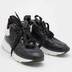 Pre Owned Alexander McQueen Black Leather Runner Sneakers Size 40.5