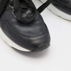 Pre Owned Alexander McQueen Black Leather Runner Sneakers Size 40.5