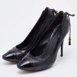 Alexander McQueen Black Brogue Leather Platform Pumps Size 38