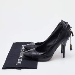 Alexander McQueen Black Brogue Leather Platform Pumps Size 38