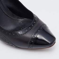 Alexander McQueen Black Brogue Leather Platform Pumps Size 38