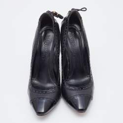 Alexander McQueen Black Brogue Leather Platform Pumps Size 38