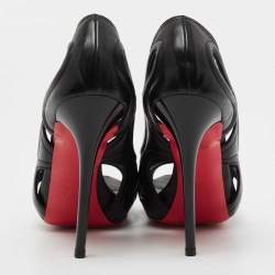 Pre Owned Alexander McQueen Black Leather Peep Toe Pumps Size 39