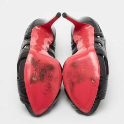 Pre Owned Alexander McQueen Black Leather Peep Toe Pumps Size 39