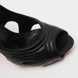 Pre Owned Alexander McQueen Black Leather Peep Toe Pumps Size 39