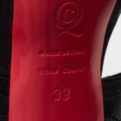 Pre Owned Alexander McQueen Black Leather Peep Toe Pumps Size 39