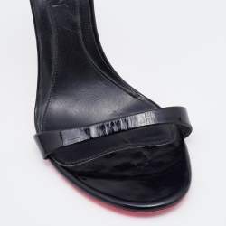 Pre Owned Alexander McQueen Black Patent Leather Slide Sandals Size 37.5