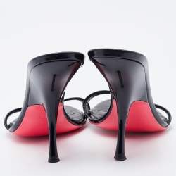 Pre Owned Alexander McQueen Black Patent Leather Slide Sandals Size 37.5