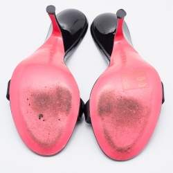 Pre Owned Alexander McQueen Black Patent Leather Slide Sandals Size 37.5