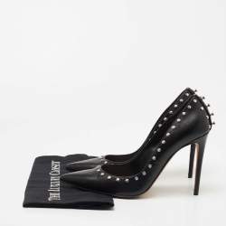 Alexander McQueen Black Leather Studded Pointed Toe Pumps Size 39.5