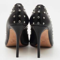 Alexander McQueen Black Leather Studded Pointed Toe Pumps Size 39.5