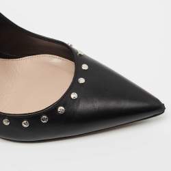 Alexander McQueen Black Leather Studded Pointed Toe Pumps Size 39.5