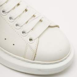 Pre Owned Alexander McQueen White/Pink Leather and Suede Oversized Sneakers Size 37