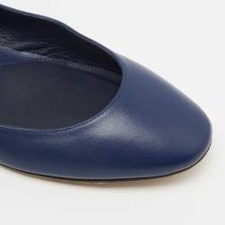 Pre Owned Alexander McQueen Blue Leather Studded Ballet Flats Size 39