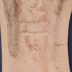 Pre Owned Alexander McQueen Blue Leather Studded Ballet Flats Size 39