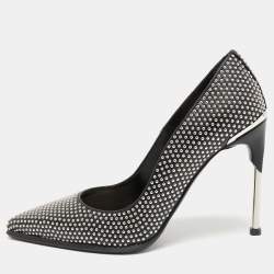 Pre Owned Alexander McQueen Black Leather Studded Pumps Size 37