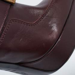 Pre Owned Alexander McQueen Burgundy Leather Knee Length Boots Size 41