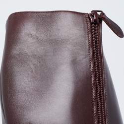 Pre Owned Alexander McQueen Burgundy Leather Knee Length Boots Size 41