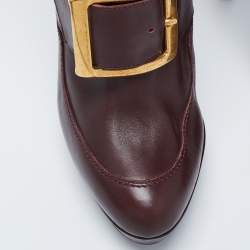 Pre Owned Alexander McQueen Burgundy Leather Knee Length Boots Size 41