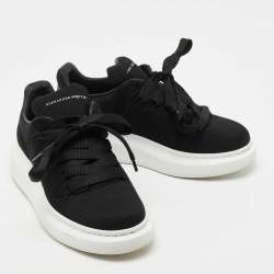 Pre Owned Alexander McQueen Black Knit Fabric Oversized Sneakers Size 36