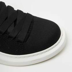 Pre Owned Alexander McQueen Black Knit Fabric Oversized Sneakers Size 36