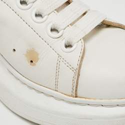 Pre Owned Alexander McQueen White Leather Oversized Sneakers Size 37.5