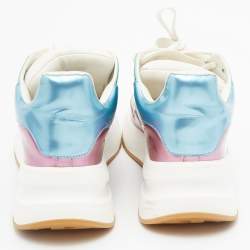 Pre Owned Alexander McQueen Multicolor Leather and Patent Oversized Runner Sneakers Size 39