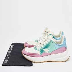 Pre Owned Alexander McQueen Multicolor Leather and Patent Oversized Runner Sneakers Size 39