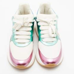 Pre Owned Alexander McQueen Multicolor Leather and Patent Oversized Runner Sneakers Size 39