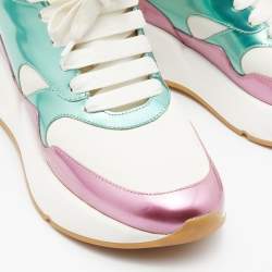 Pre Owned Alexander McQueen Multicolor Leather and Patent Oversized Runner Sneakers Size 39