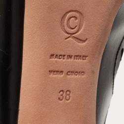 Pre Owned Alexander McQueen Black Floral Laser Cut Leather Peep Toe Booties Size 38