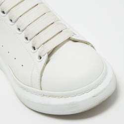Pre Owned Alexander McQueen White Leather and Suede Larry Sneakers Size 38.5
