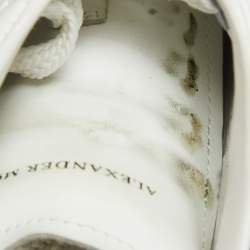 Pre Owned Alexander McQueen White Leather and Suede Larry Sneakers Size 38.5