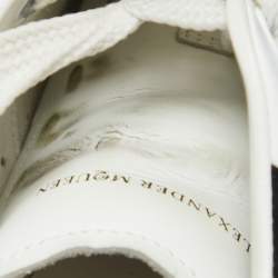 Pre Owned Alexander McQueen White Leather and Suede Larry Sneakers Size 38.5