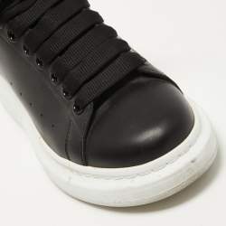 Pre Owned Alexander McQueen Black Leather Oversized Sneakers Size 38.5