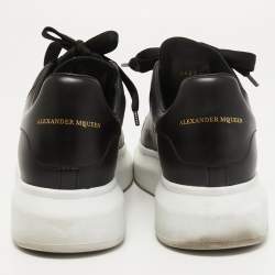 Pre Owned Alexander McQueen Black Leather Oversized Sneakers Size 38.5