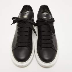 Pre Owned Alexander McQueen Black Leather Oversized Sneakers Size 38.5