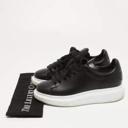 Pre Owned Alexander McQueen Black Leather Oversized Sneakers Size 38.5