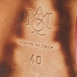 Pre Owned Alexander McQueen Red Suede and Leather Bow Ankle Strap Sandals Size 40