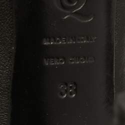 Pre Owned Alexander McQueen Black Leather Skull Peep Toe Pumps Size 38