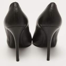 Pre Owned Alexander McQueen Black Leather Skull Peep Toe Pumps Size 38