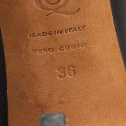 Pre Owned Alexander McQueen Black Leather And Patent Peep Toe Sandals Size 36