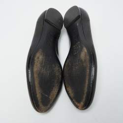 Pre Owned Alexander McQueen Black Patent Leather Sequin Skull Smoking Slippers Size 39