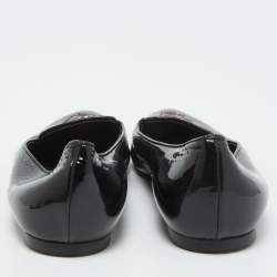 Pre Owned Alexander McQueen Black Patent Leather Sequin Skull Smoking Slippers Size 39
