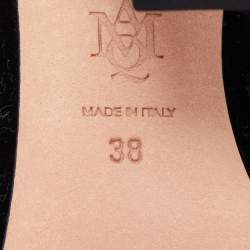 Pre Owned Alexander McQueen Black Velvet Crystal Embellished Ankle Cuff Pumps Size 38