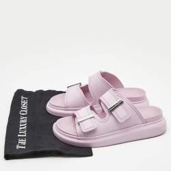 Pre Owned Alexander McQueen Purple Rubber Oversized Slides Size 37.5