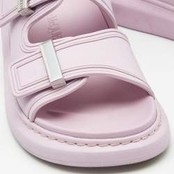 Pre Owned Alexander McQueen Purple Rubber Oversized Slides Size 37.5