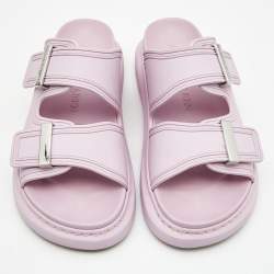 Pre Owned Alexander McQueen Purple Rubber Oversized Slides Size 37.5