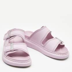 Pre Owned Alexander McQueen Purple Rubber Oversized Slides Size 37.5
