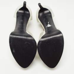 Pre Owned Alexander McQueen Silver Leather Studded Platform Ankle-Strap Sandals Size 39.5